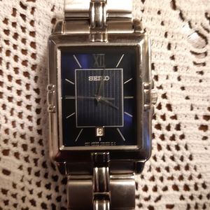 Seiko tank style unisex deep blue face